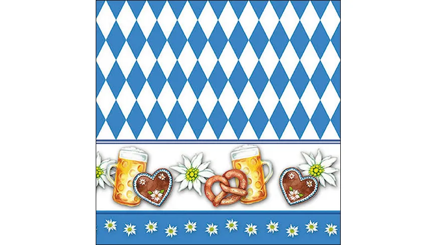 Ambiente Servietten Oktoberfest 33x33cm blau, weiß