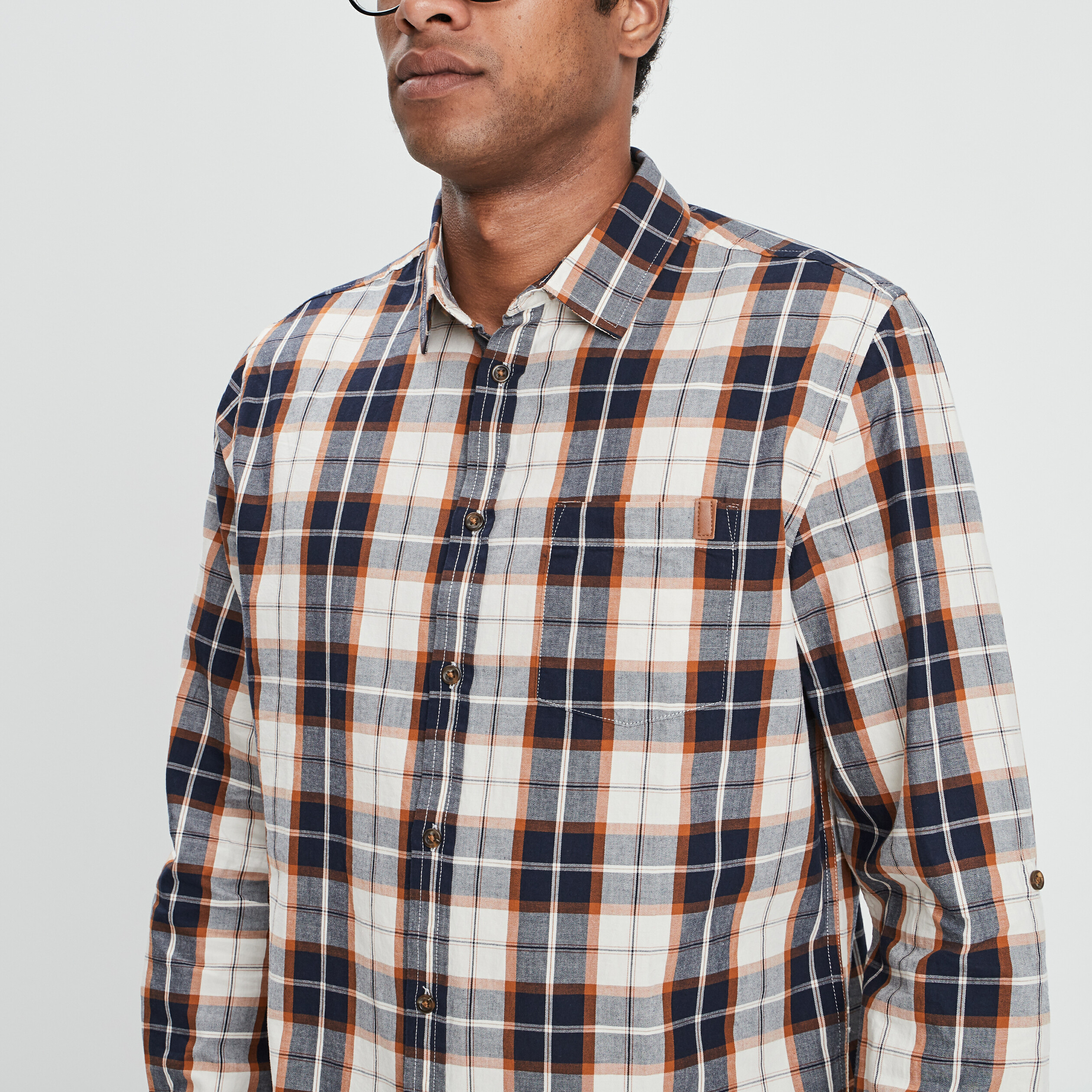 Chemise droite manches longues camel homme | La Halle