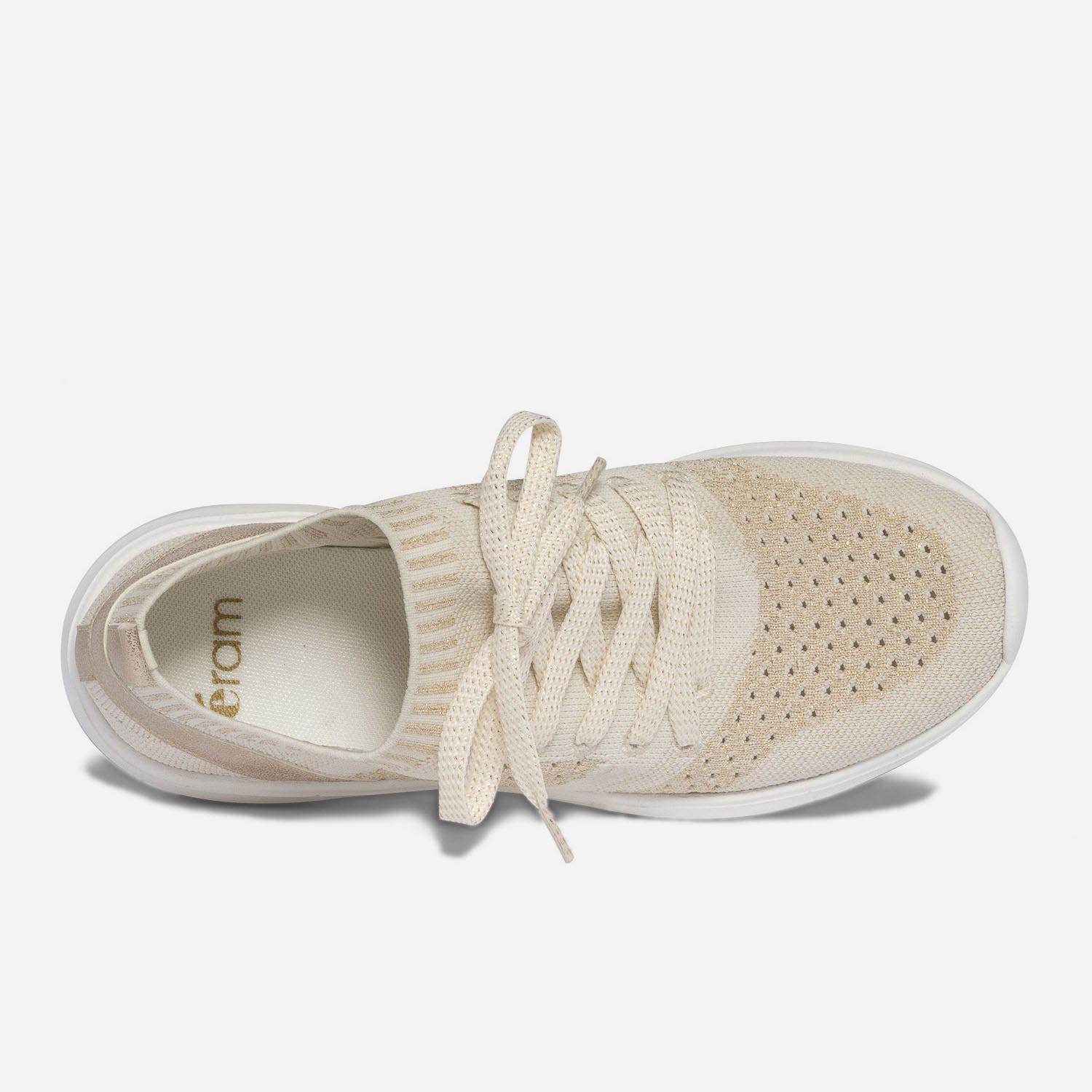 Tennis-chaussette beige et doré tricotée éco-conçue