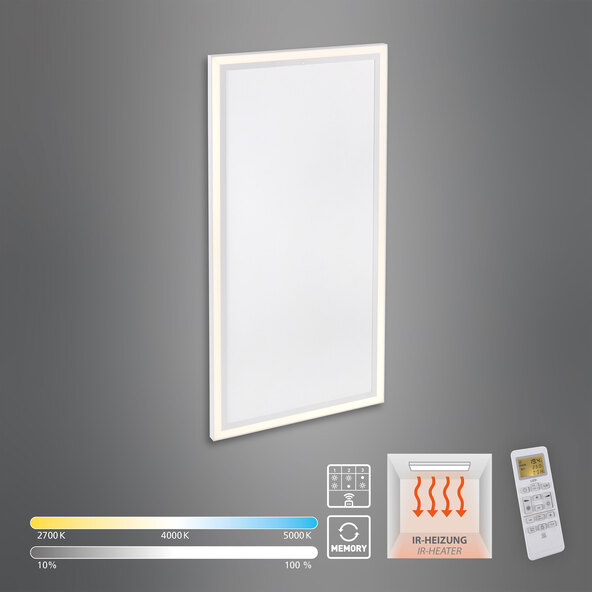 LED Wand- & Deckenleuchte BEROA mit IR-Heizung, 800 W