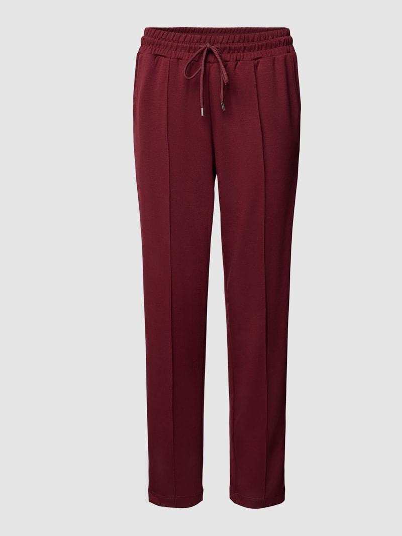 Stoffhose mit Ziernähten in bordeaux rot