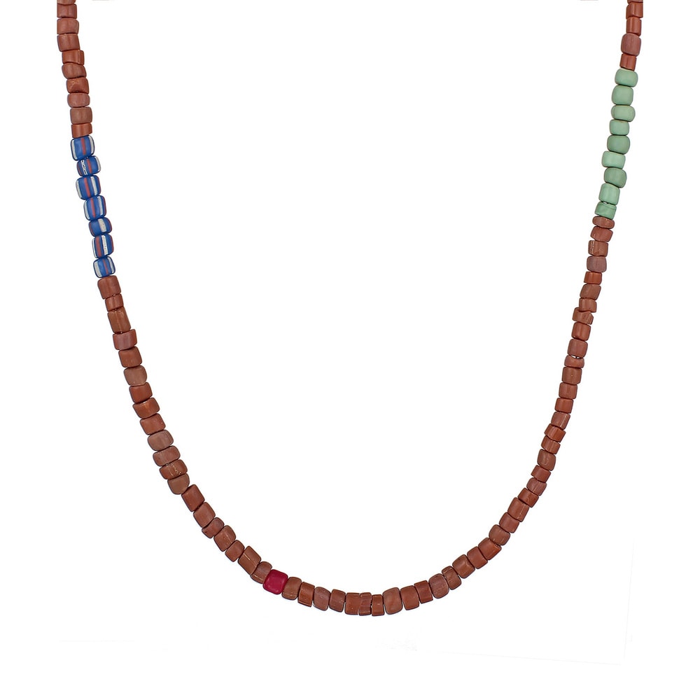 KUZZOI KUZZOI Collier Hommes Perles marron Urban Style en argent sterling 925 collier