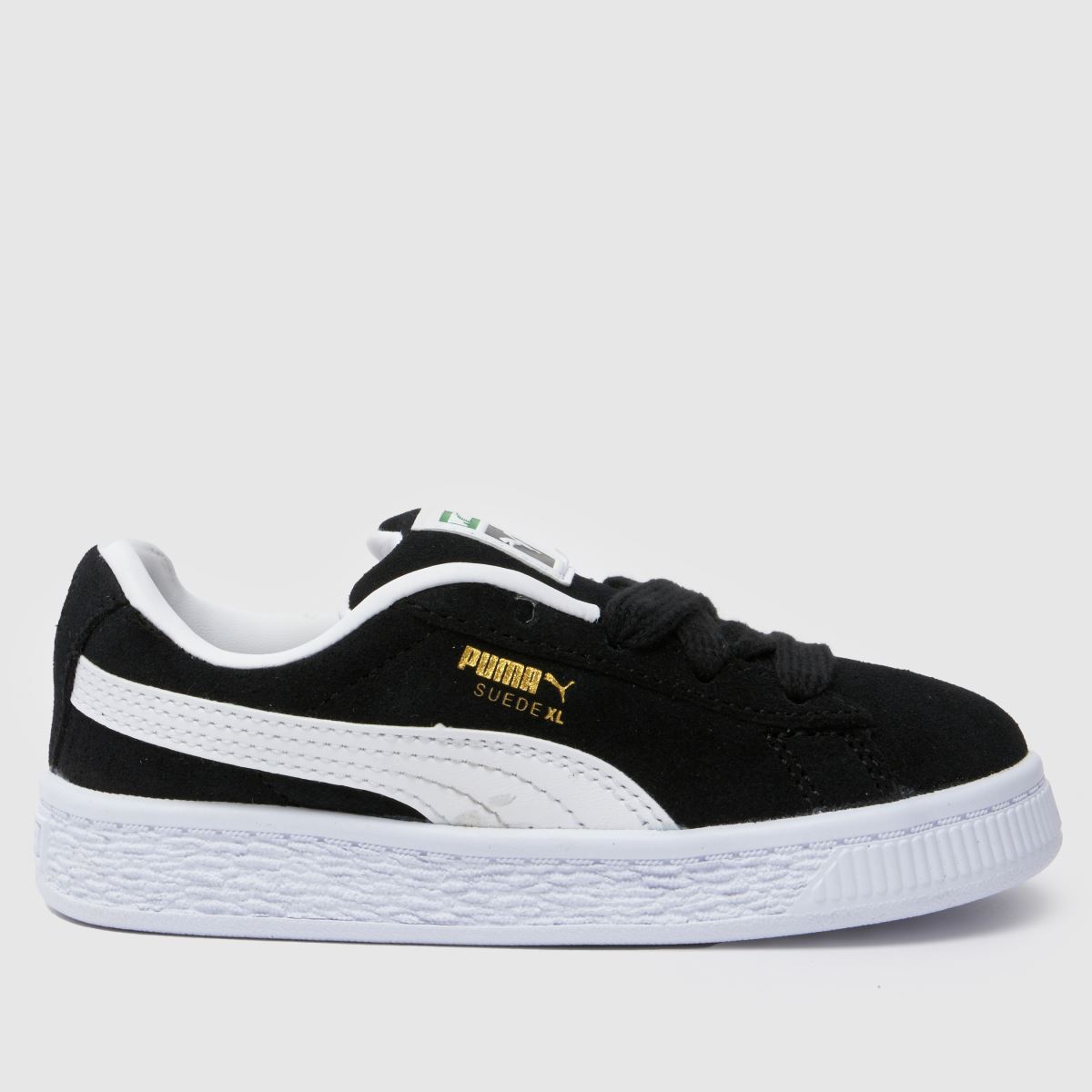 PUMA svarta och vita mocka XL småbarnssneakers