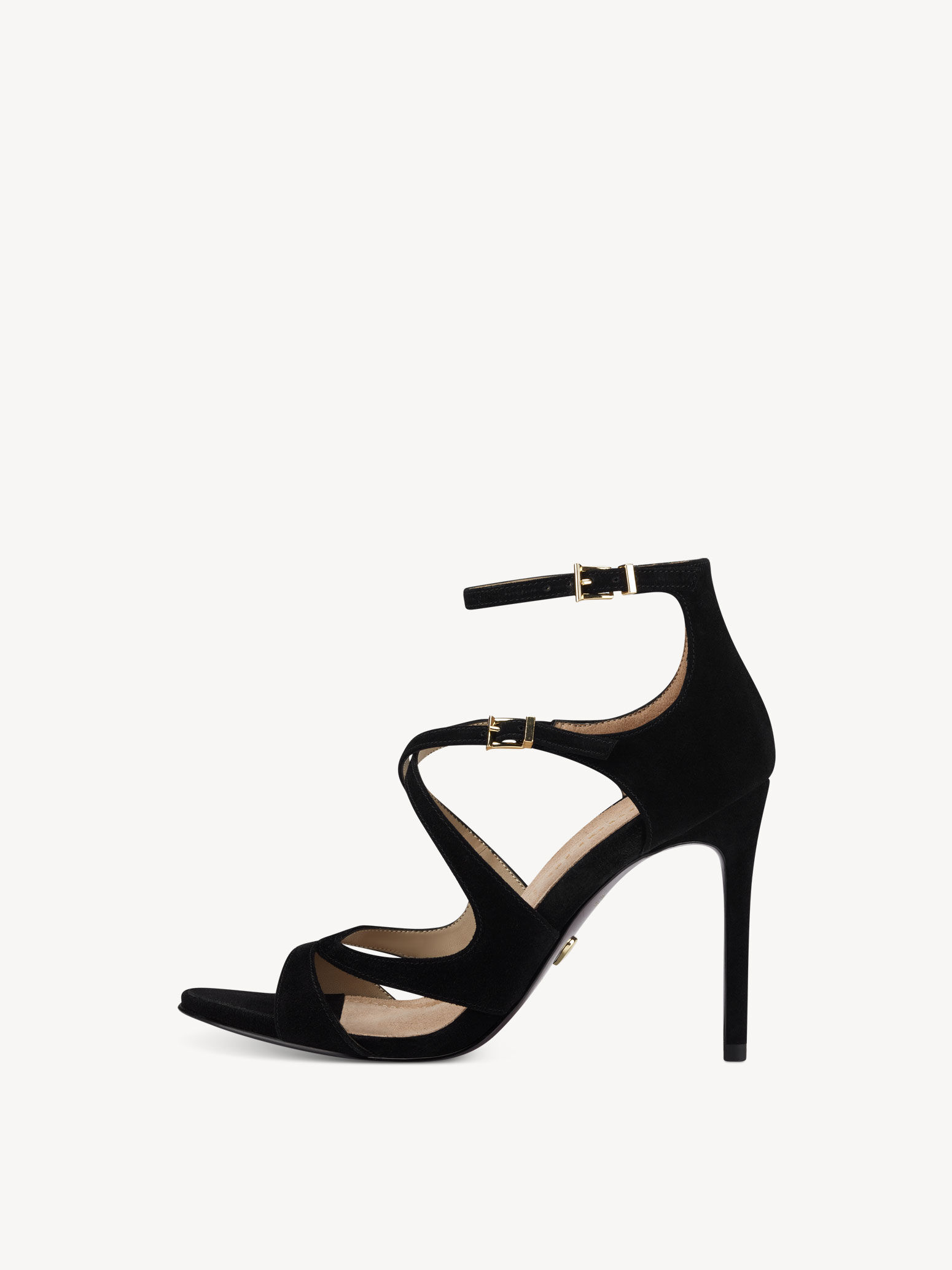 Sandale à talon en cuir - noir
