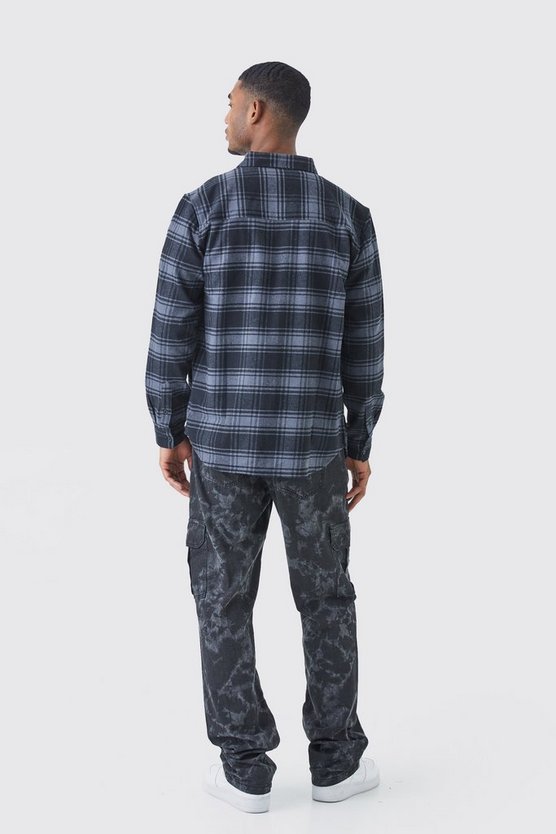 Tall langärmliges kariertes Overshirt