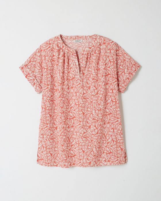 Blouse imprimée col tunisien