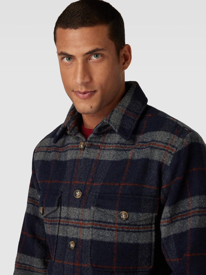 Relaxed Fit Overshirt mit Tartan-Karo in marineblau