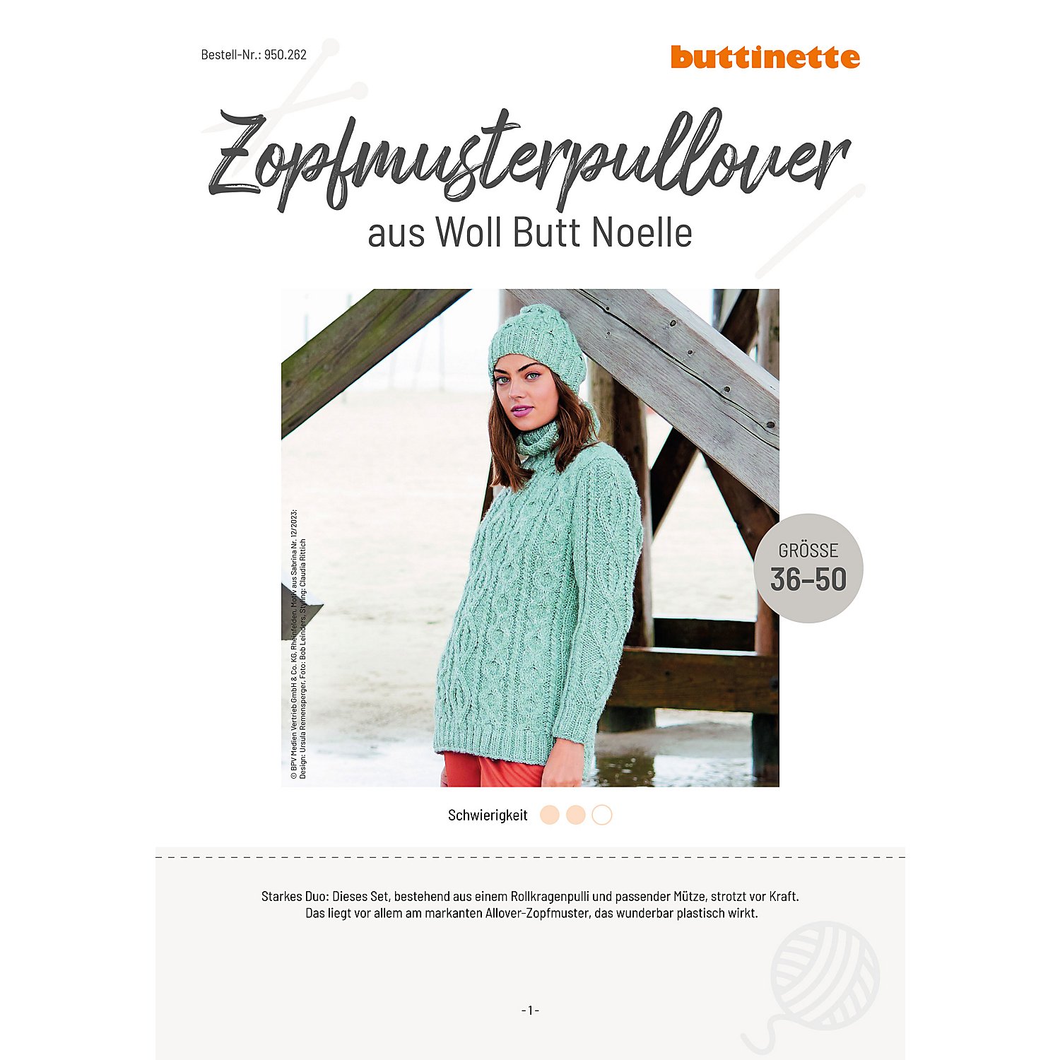 Strickanleitung – Zopfmusterpullover aus Woll Butt Noelle