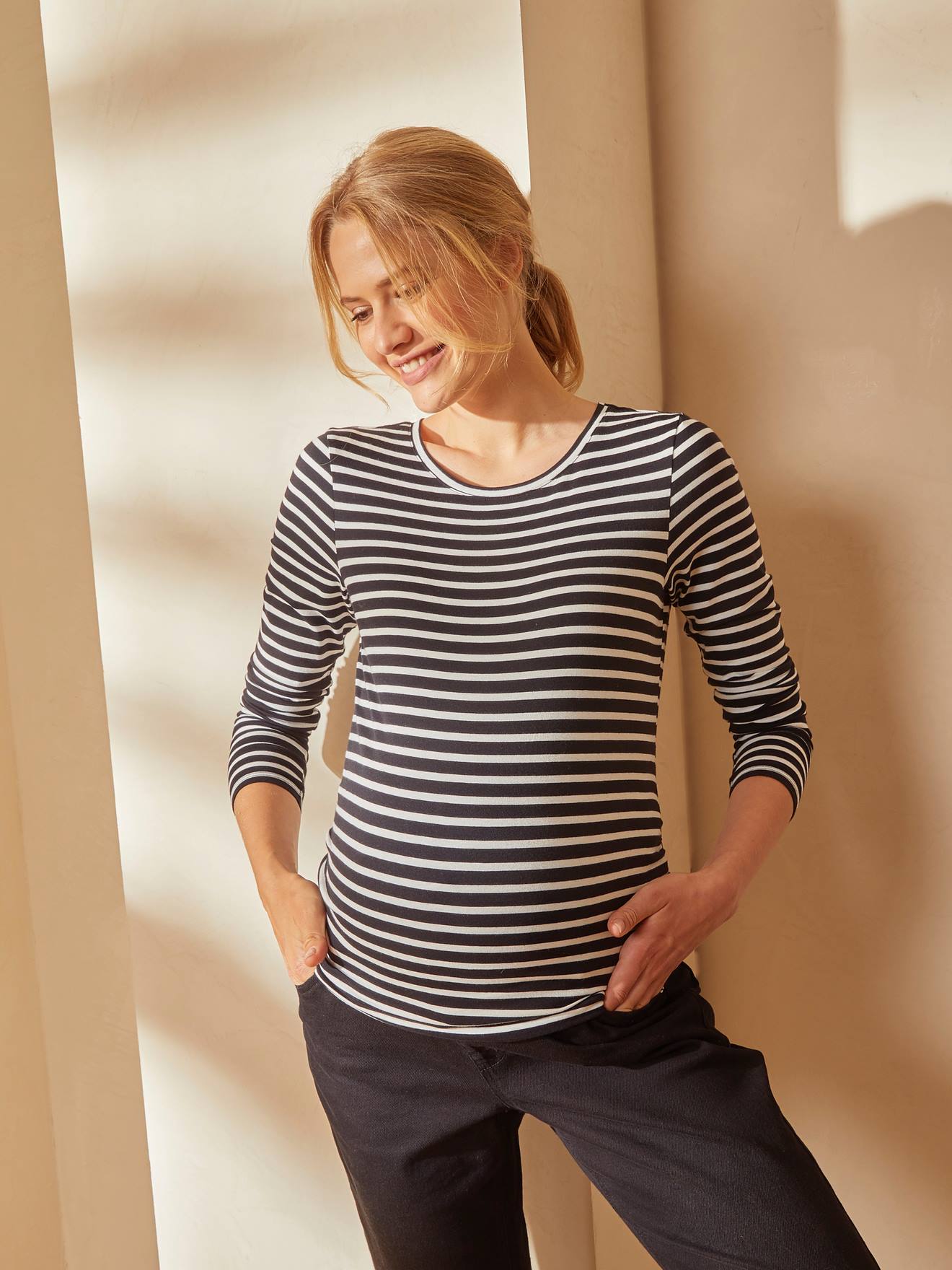 T-shirt de grossesse manches longues ocre