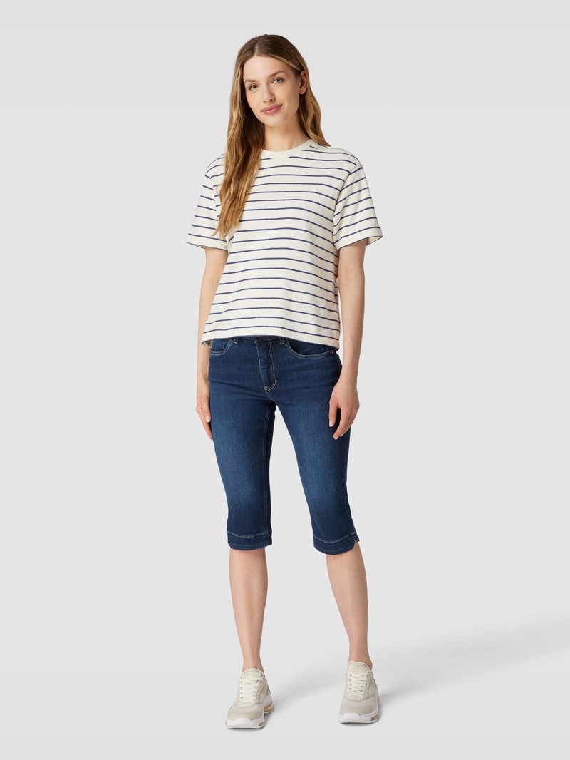Caprijeans mit Ziernähten Modell 'DREAM' in blau