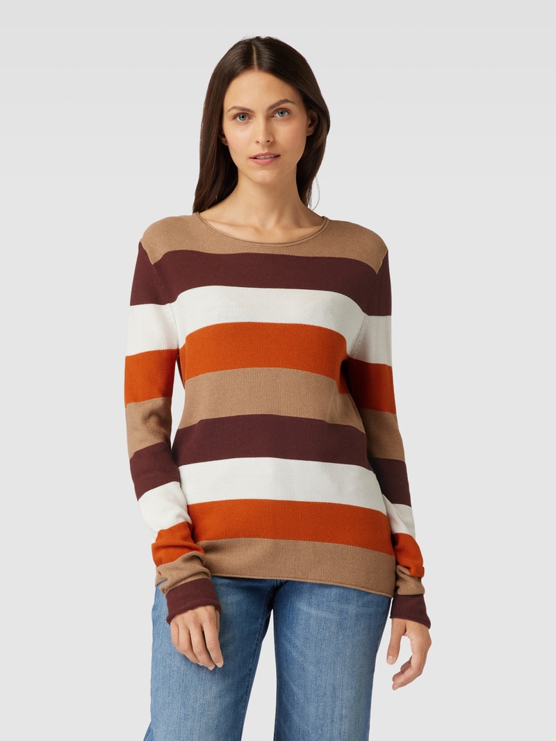 Strickpullover mit Strukturmuster in mittelbraun