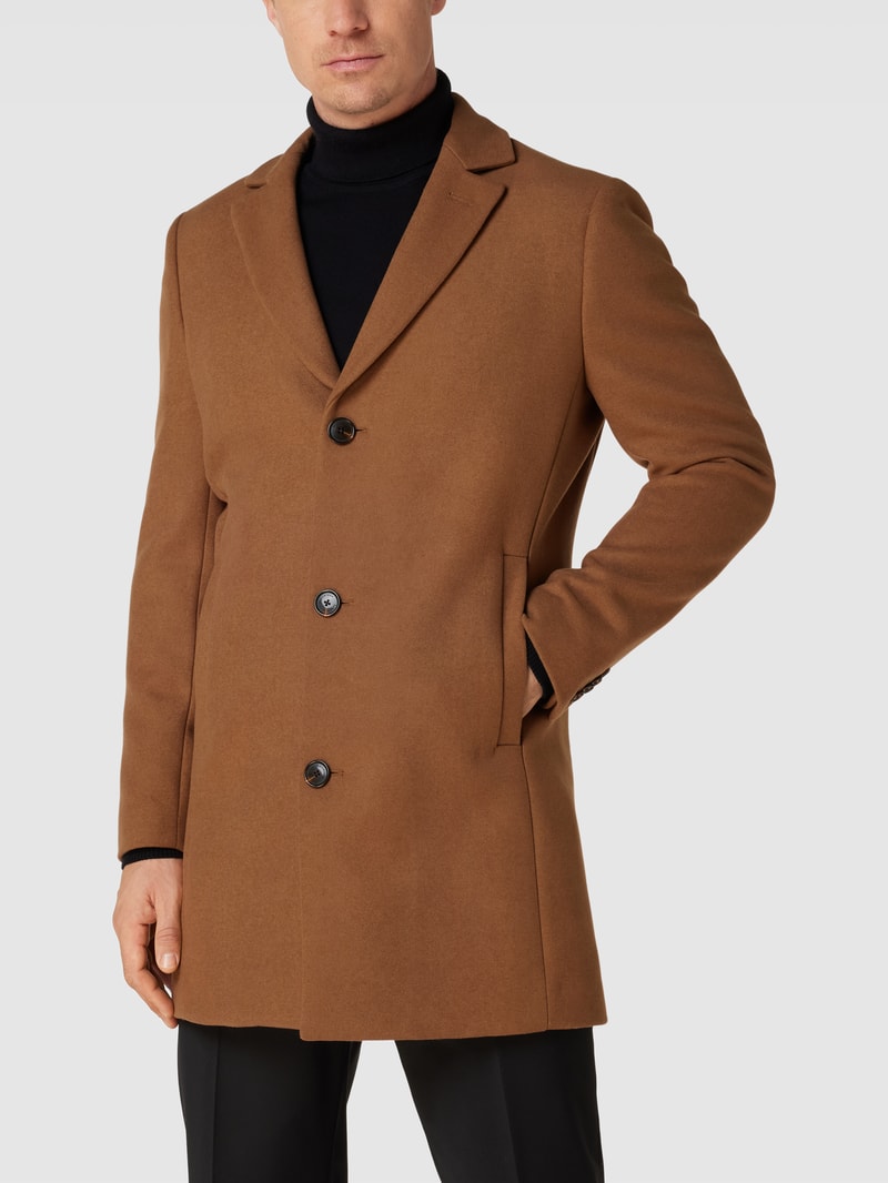 Mantel mit Woll-Anteil und Eingrifftaschen in camel