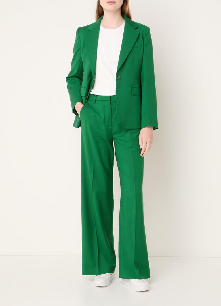 Pantaloni MaxMara cu talie înaltă și croi larg, confecționați din lână virgină.
