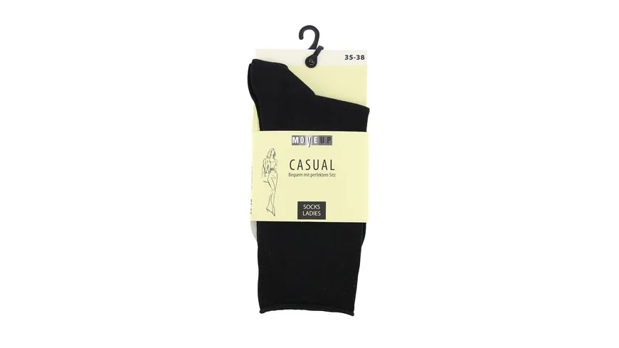 MOVE UP Damen Socken mit Rollrand modisch schwarz