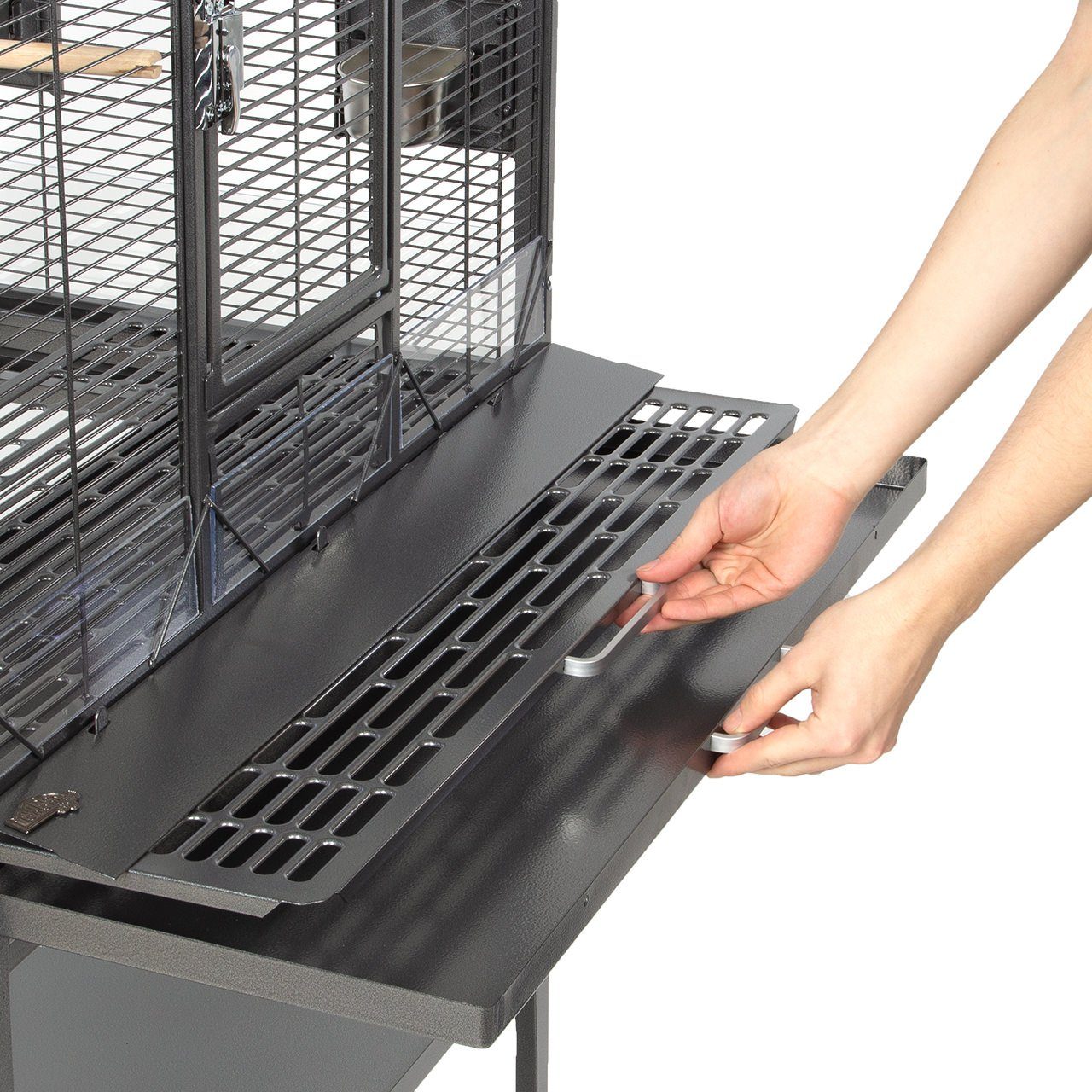 Montana Cages Vogelkäfig Madeira II - Antik, Sittichkäfig, Käfig, Voliere für Sittiche waagerechte Verdrahtung & Anflugklappe