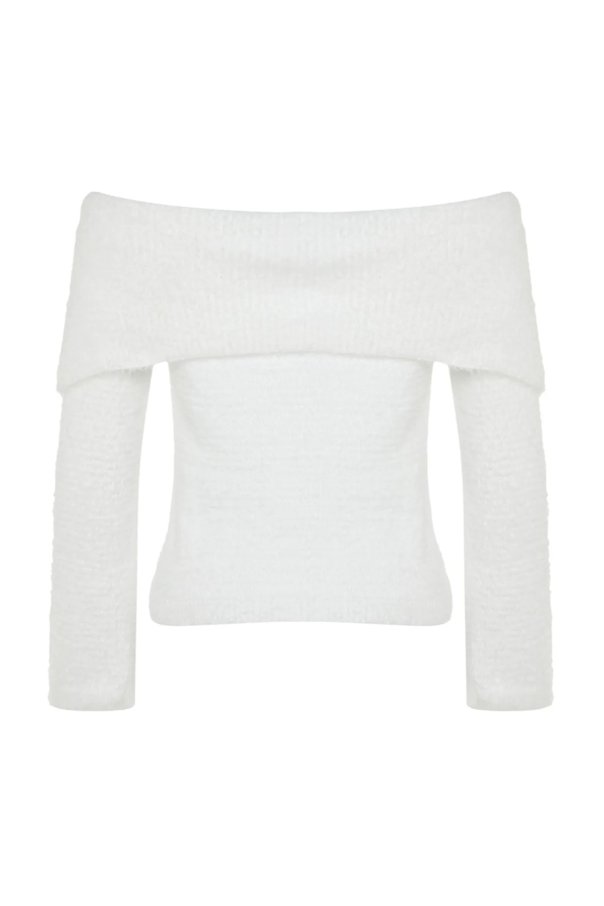 Trendyol Collection  Ecrufarbener Strickpullover mit Federn TWOAW24KZ00741