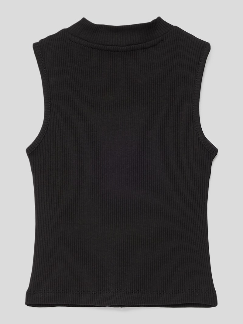 Top in Ripp-Optik in schwarz