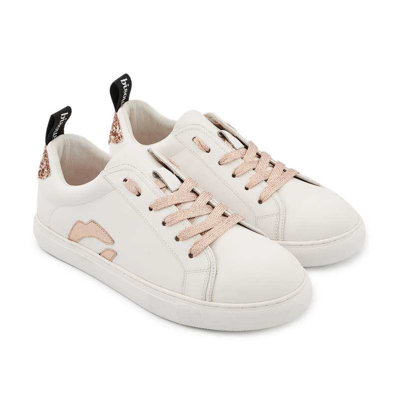 Baskets en cuir Betty lezard metallic rose gold