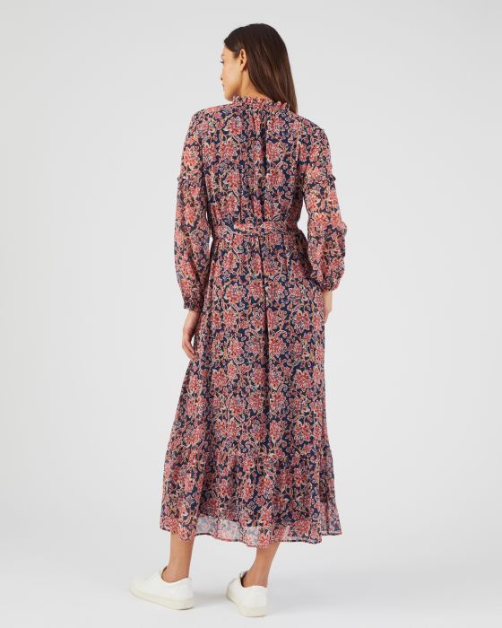 Robe longue à volants, en voile de polyester recyclé