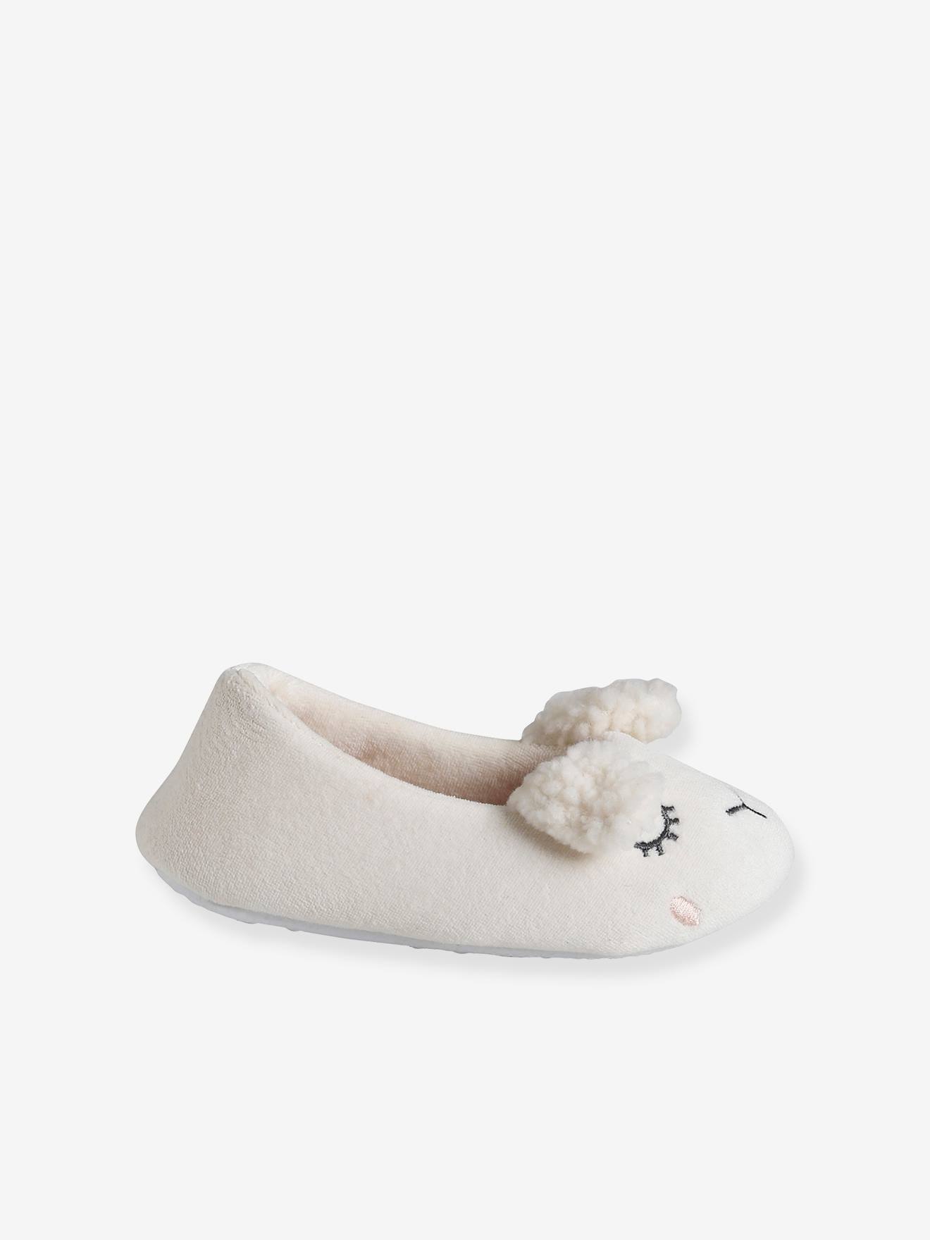 Chaussons ballerine intérieur velours enfant rose pâle