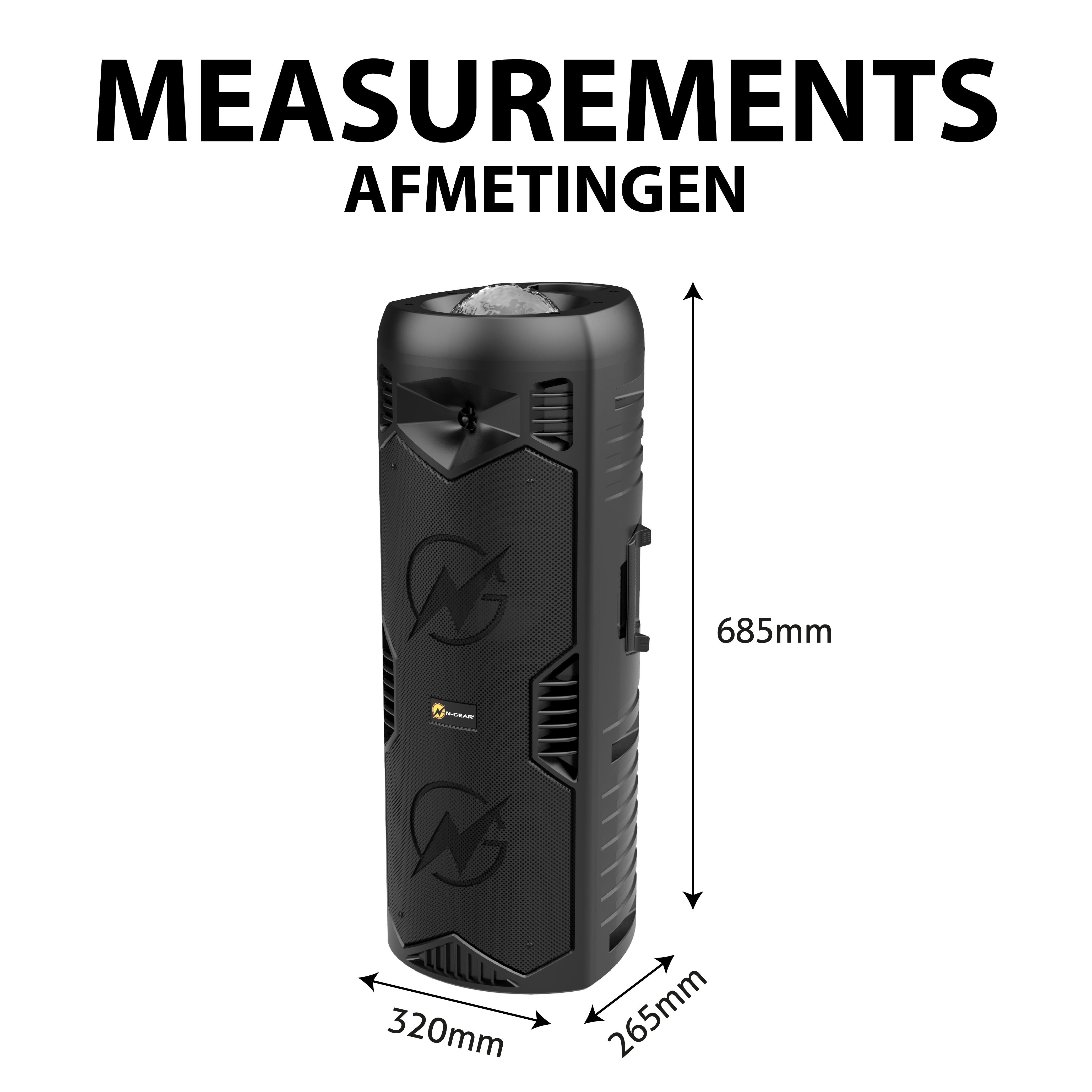 N-GEAR Let's Go Party 5150 Black Bluetooth-Lautsprecher (inklusive Fernbedienung, Drahtloses Mikrofon im Lieferumfang enthalten)