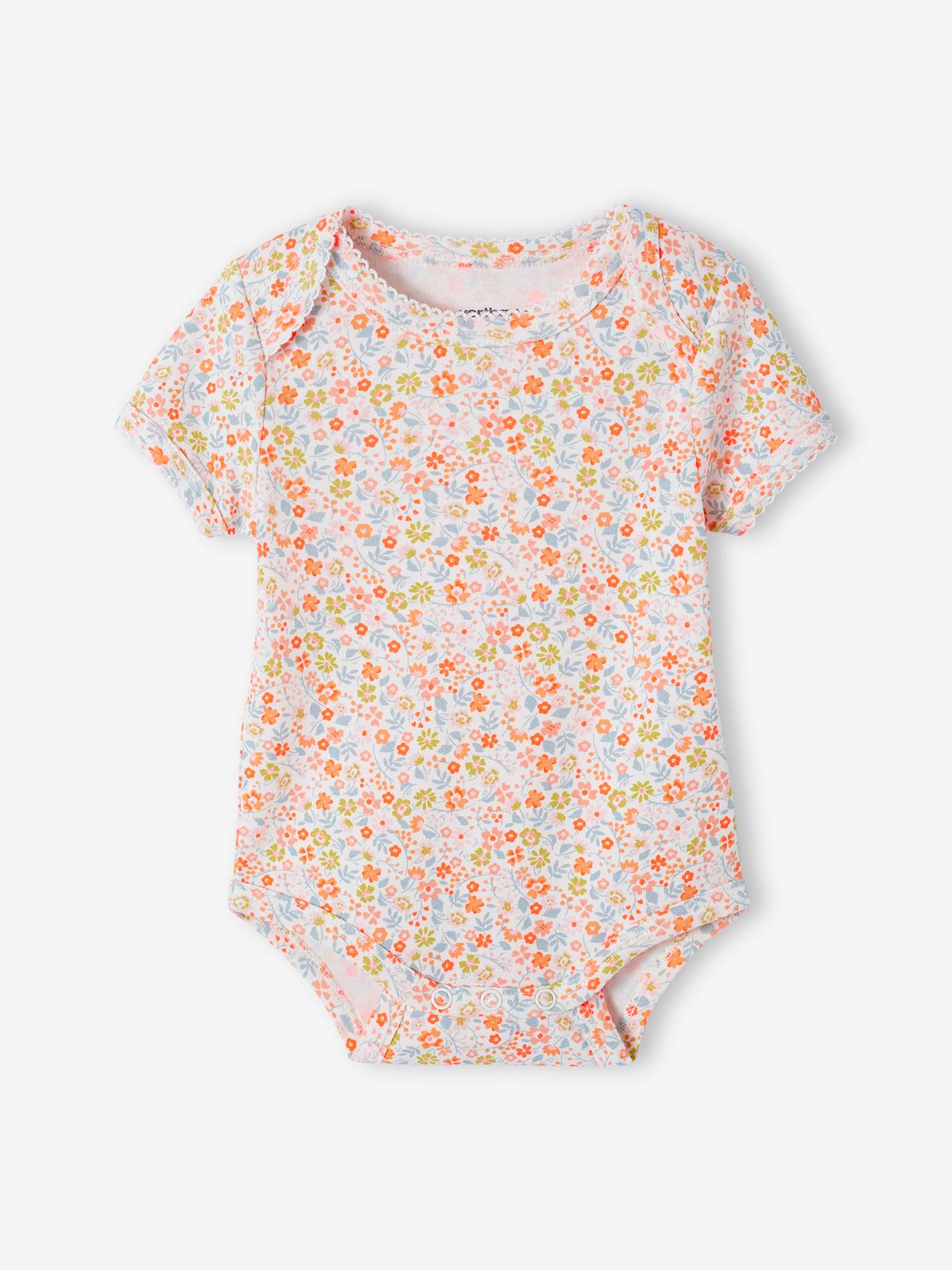 Vertbaudet 3er-Pack mitwachsende Baby Schlupfbodys, Bio-Baumwolle Oeko-Tex - aprikose pudrig