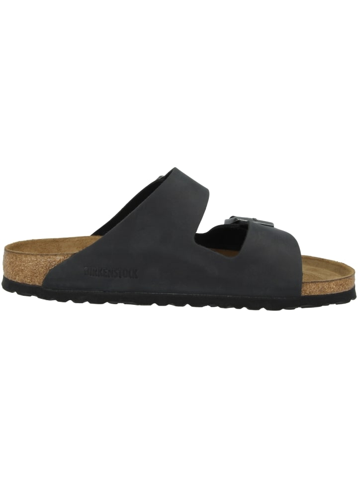 Birkenstock Sandale Arizona SFB Geöltes Nubukleder schmal in schwarz günstig kaufen