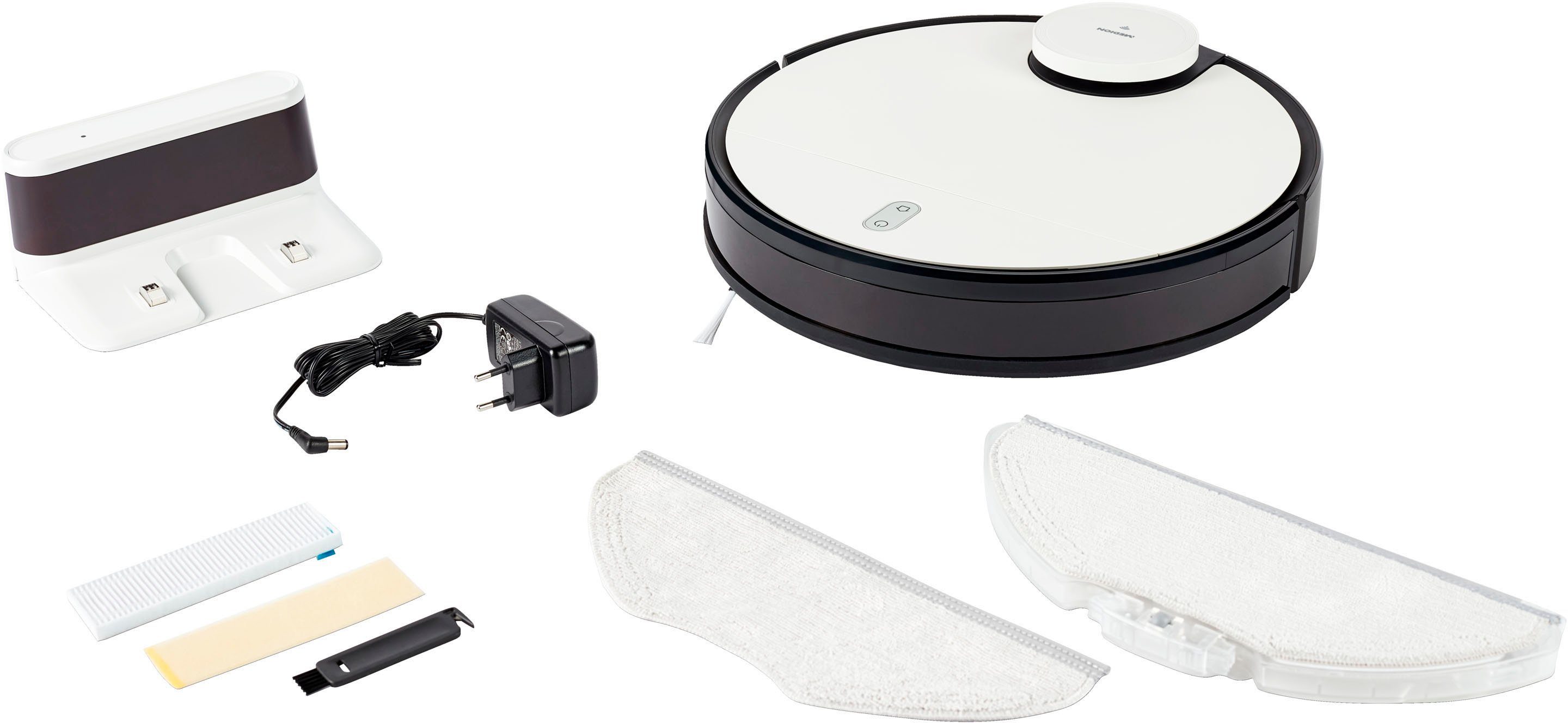 Medion® Nass-Trocken-Saugroboter MD 20040 X40 SW, 30 W, App und Alexa Steuerung, Betriebszeit bis zu 110 min