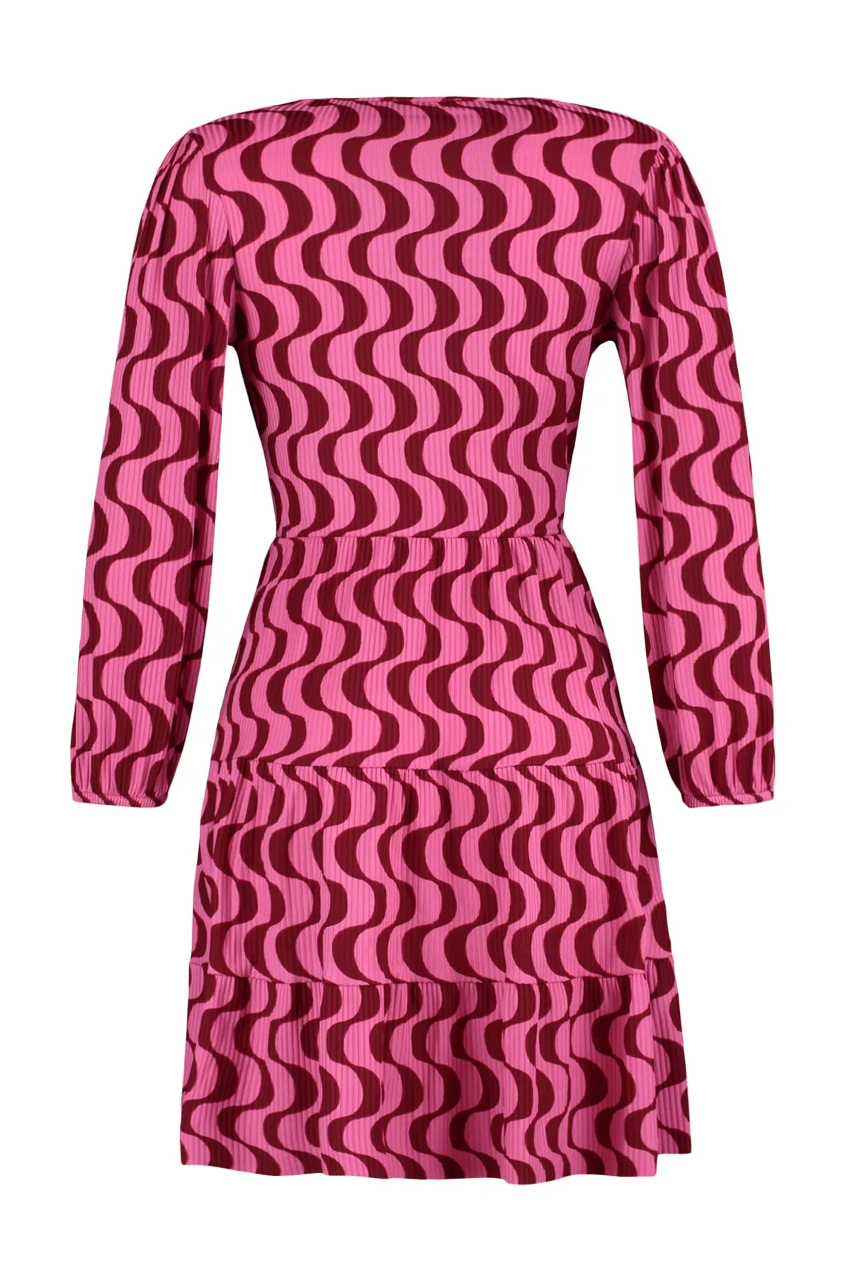 Trendyol Collection  Rotes Retro-bedrucktes Skater-/Zweireiher-Mini-Stretch-Strickkleid mit Ausschnitt TWOAW22EL0104