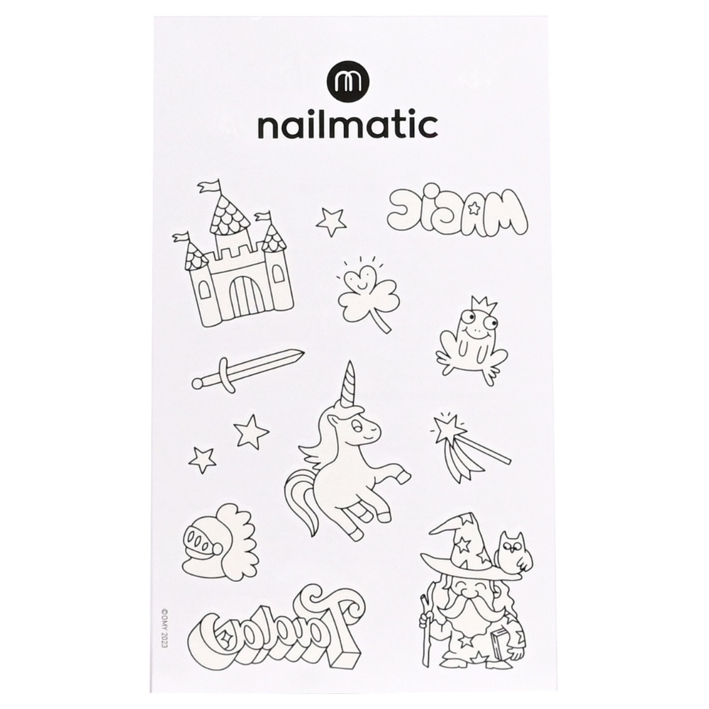 nailmatic Planche de tatouage à colorier Magic World Tatouages éphémères à colorier