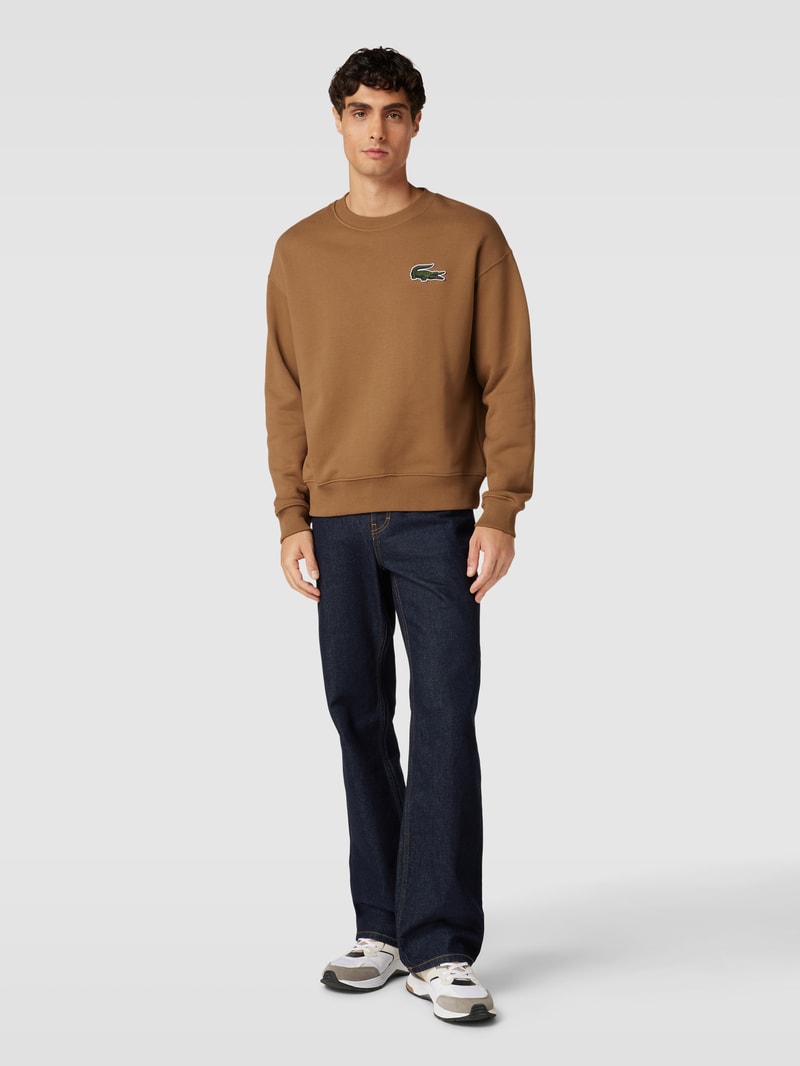 Sweatshirt mit Label-Stitching in camel
