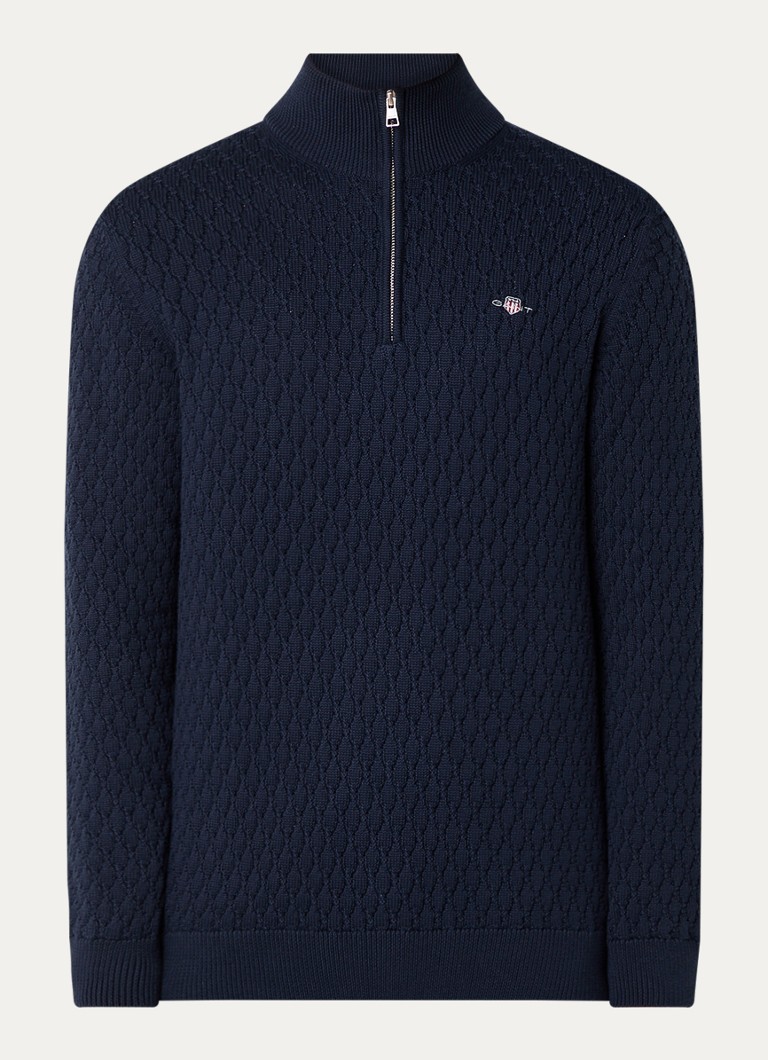 Gant Chunky -neulepusero luomupuuvillasekoitteesta, jossa puolipitkä vetoketju