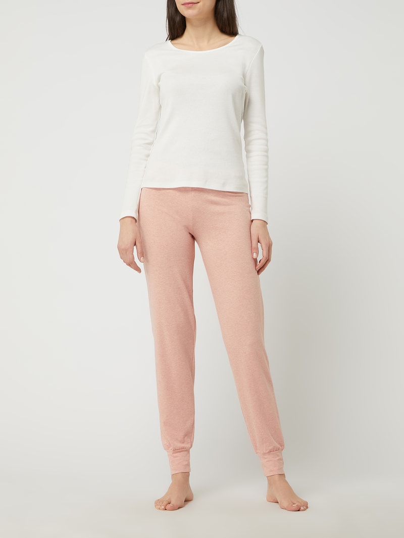 Lounge-Hose mit Logo-Applikation in altrosa