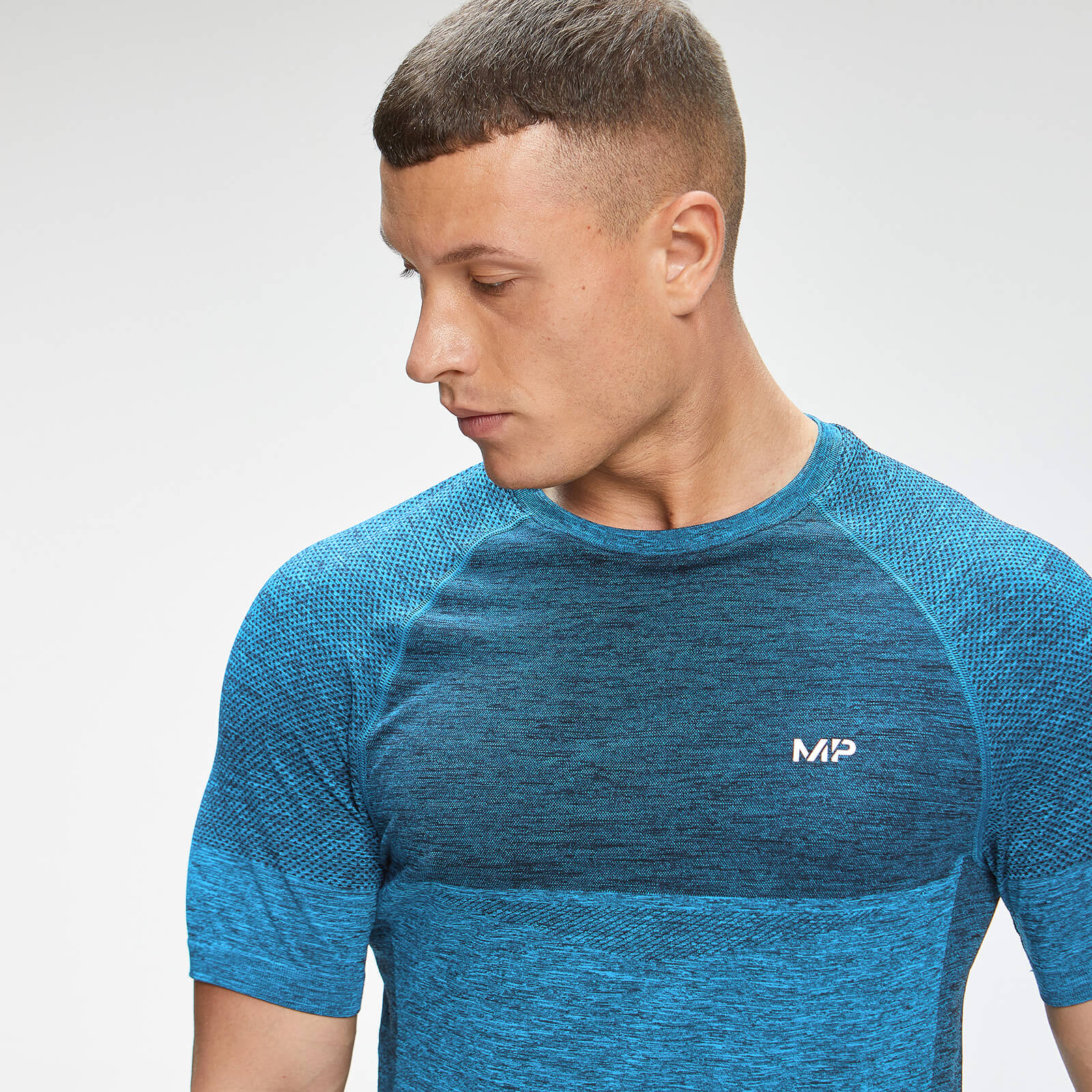 T-shirt sans coutures à manches courtes MP Essentials Seamless pour hommes – Bleu vif chiné
