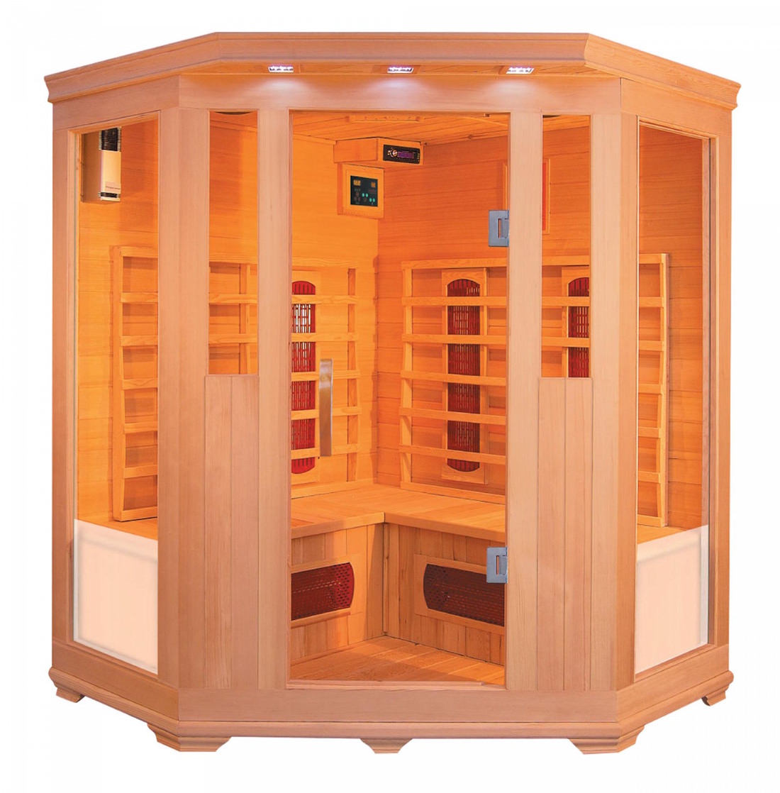 PureHaven Infrarotkabine 150x150x60x120x60 cm aus Hemlock Holz