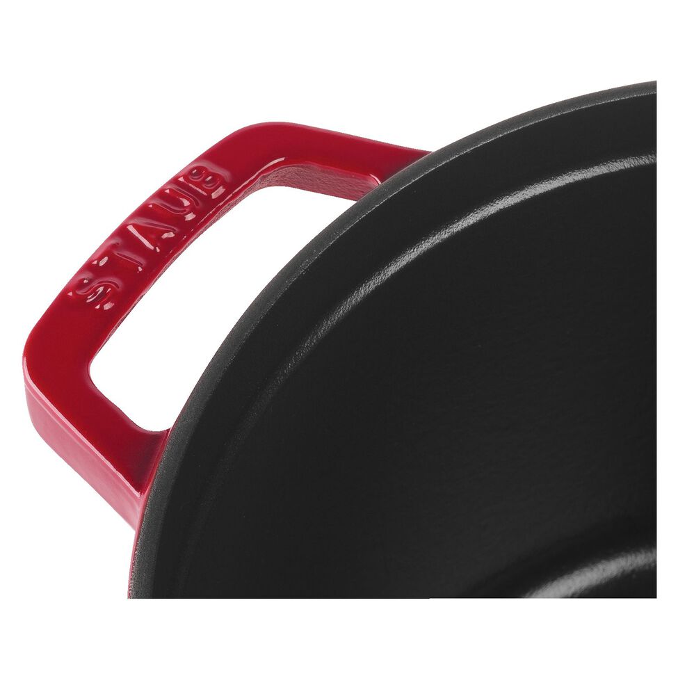 Cocotte tief 24 cm, rund, Kirsch-Rot, Gusseisen