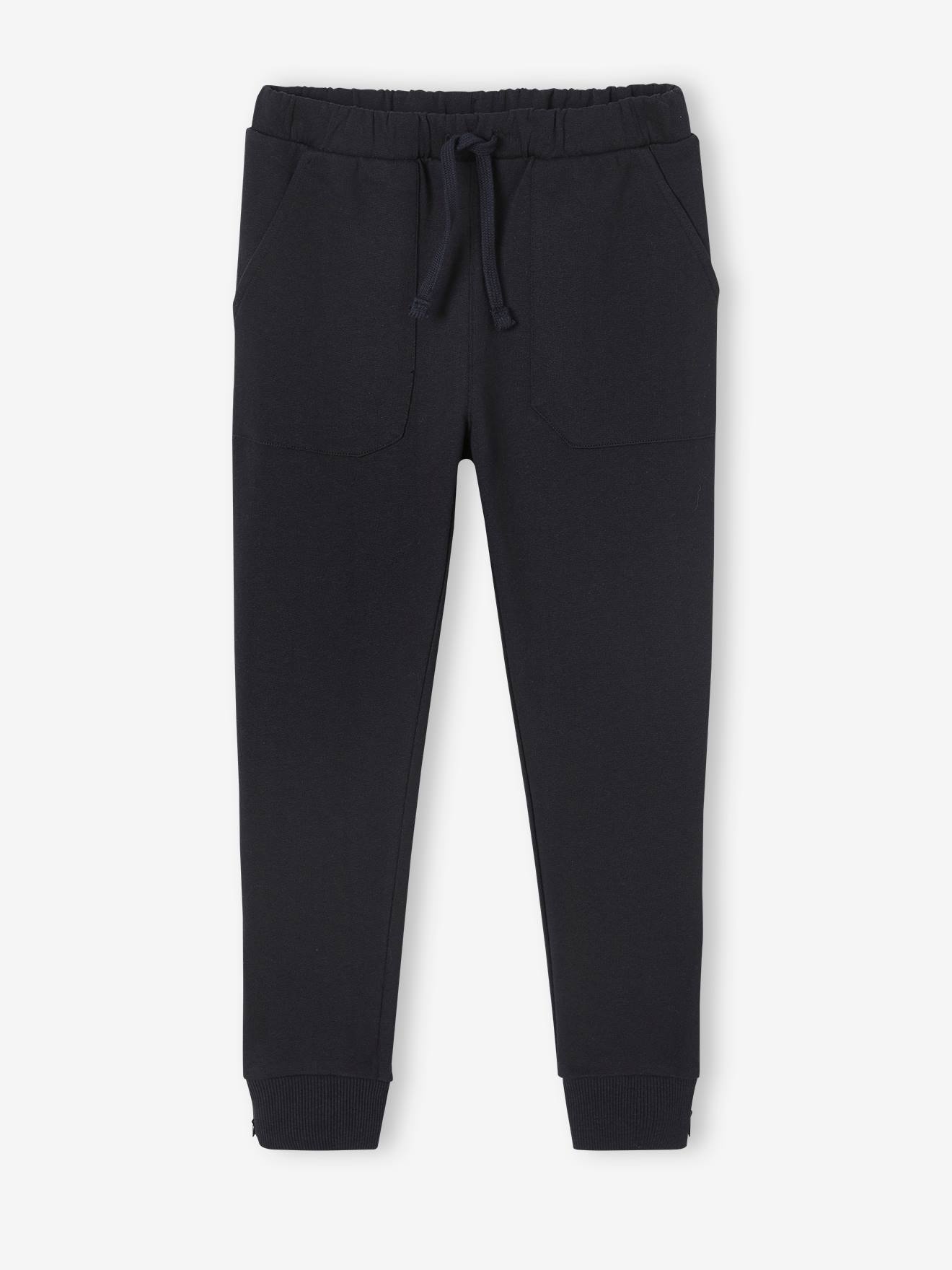 Jogging sport bas zippé garçon poches charpentier noir