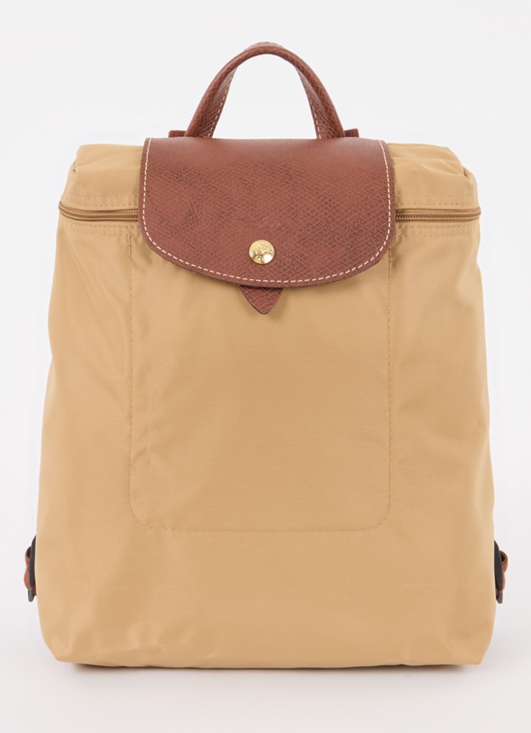 Longchamp Le Pliage Original reppu M nahkayksityiskohdilla