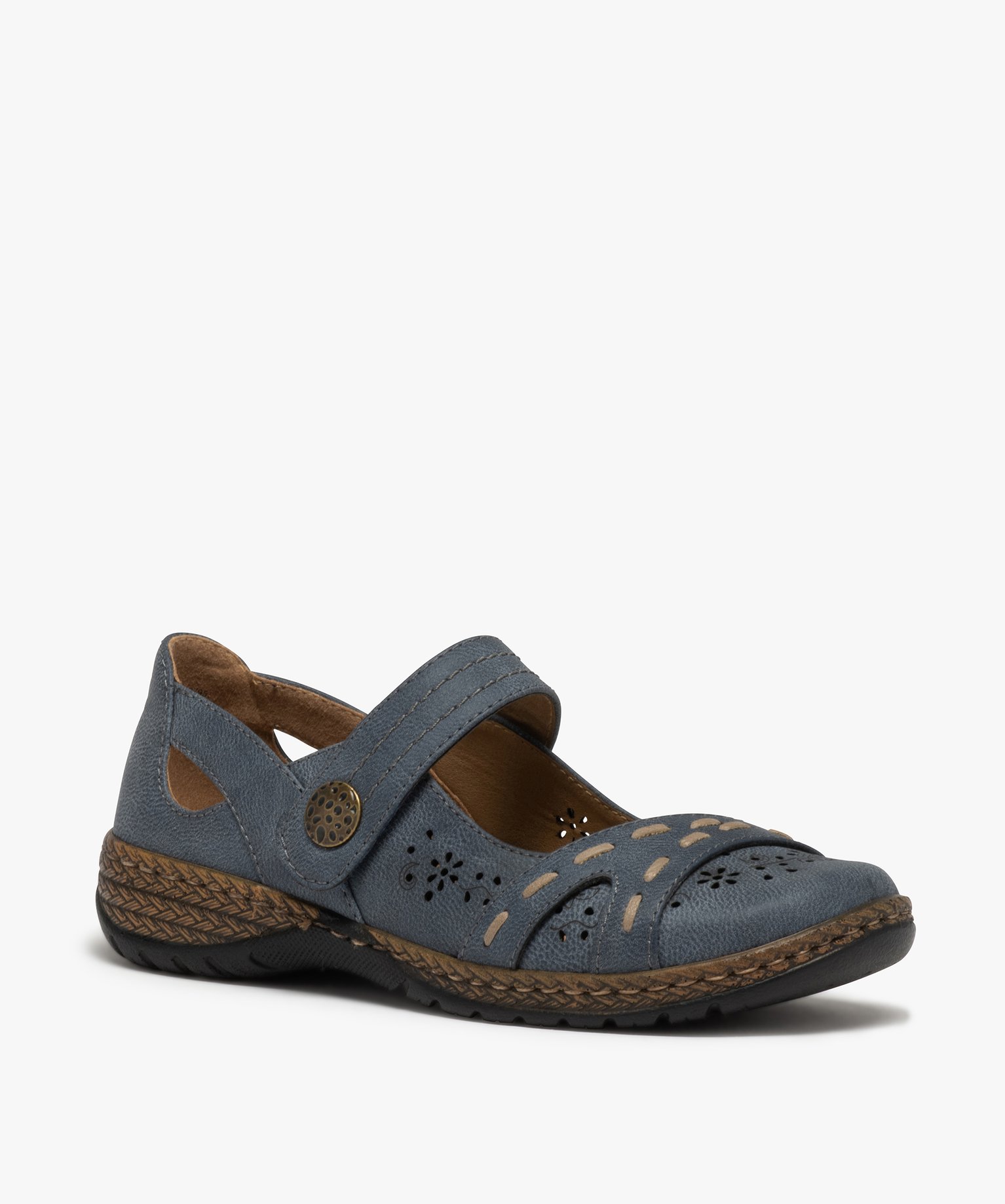 Babies femme confort à bride scratch et dessus fantaisie bleu fonce | GEMO