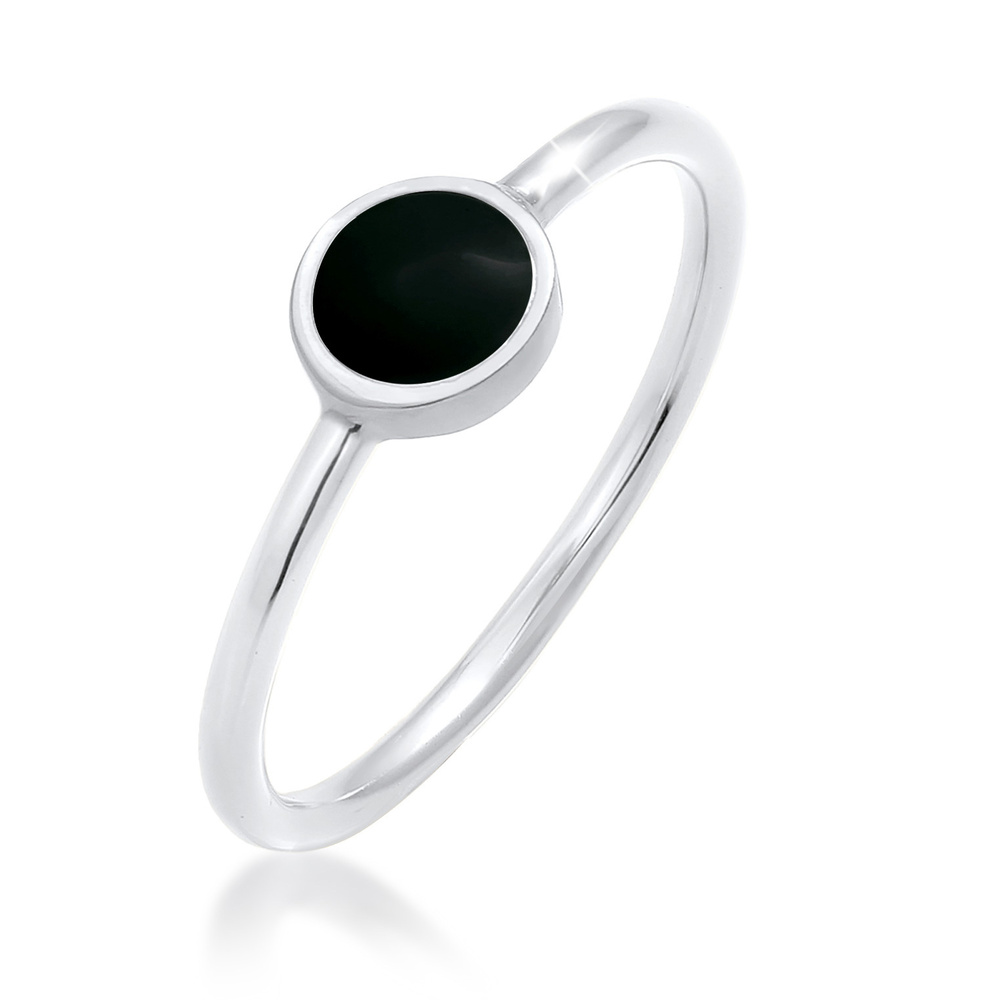 Elli Elli Bague Femmes Pile Solitaire Filigrane avec Émail Noir en Argent Sterling 925 Bague