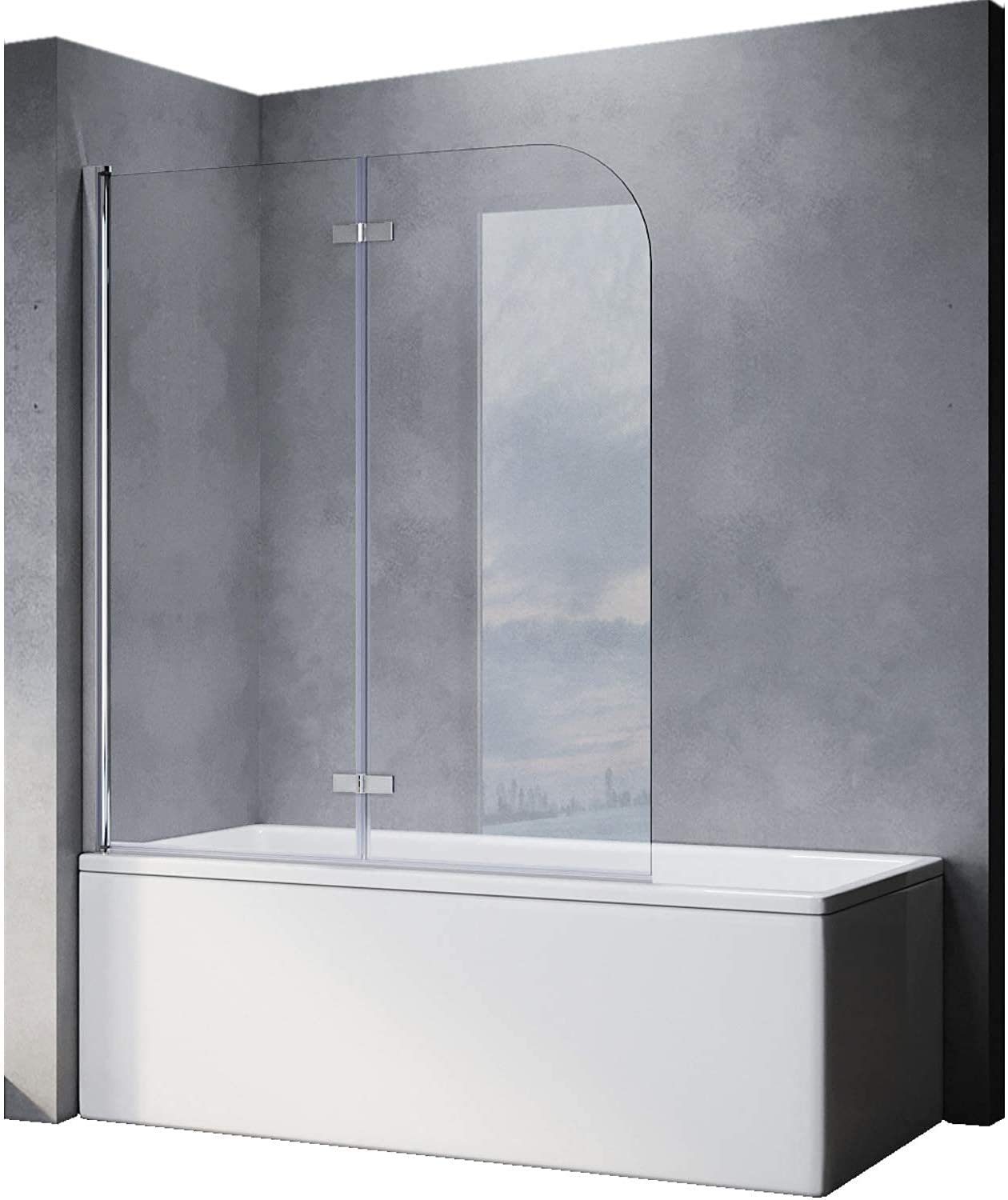 SONNI Badewannenaufsatz Badewannenaufsatz Faltbar, mit Seitenwand, Nano, Badewannenfaltwand, Duschabtrennung, Faltwand, Komfort, 120x140 cm, Einscheibensicherheitsglas mit Nano Beschichtung, 120x140 cm, für Badezimmer, faltbar