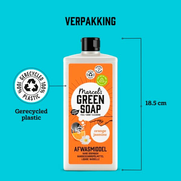 Sabão líquido para lavar louça Marcel's Green Soap Laranja e Jasmim 6 x 500ml