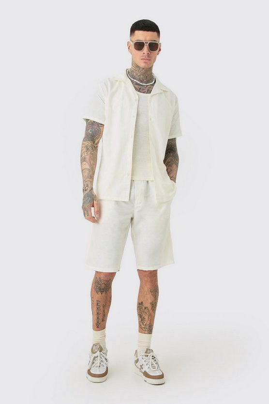Tall Leinen-Hemd & Shorts