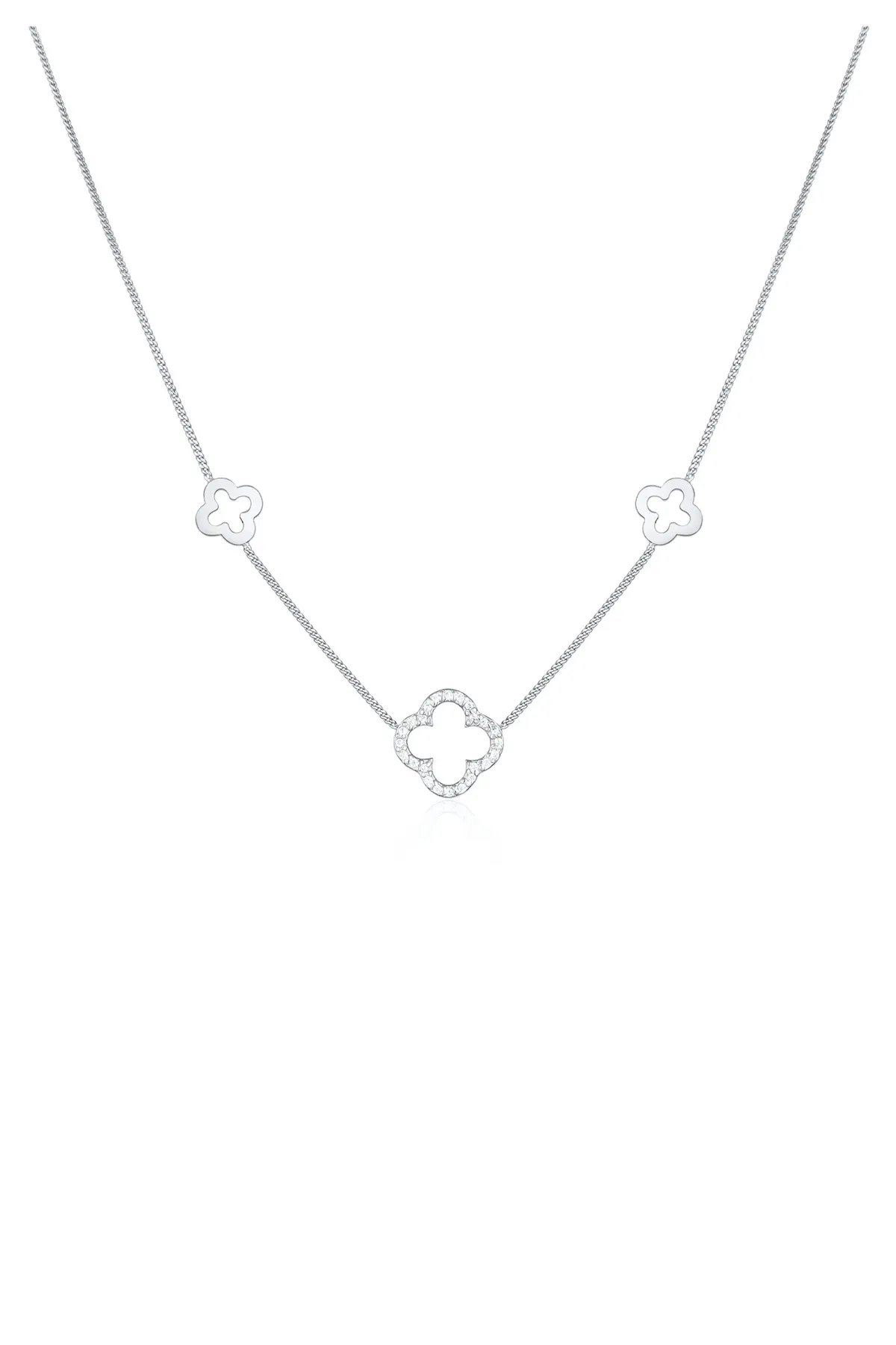 ELLI  Halskette Kleeblatt Glück Zirkonia 925 Silber