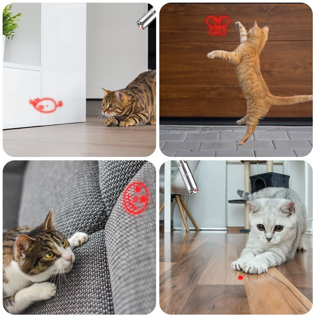 CALIYO Laserpointer LED Pointer Katzen Hund Spielzeug Haustier LED Light Licht Pointer, mit USB Wiederaufladbar