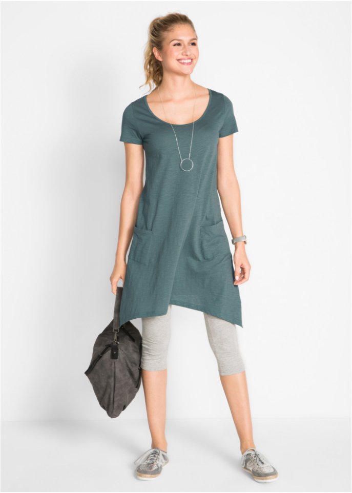 Kurzes Baumwoll-Shirtkleid aus Flammgarn