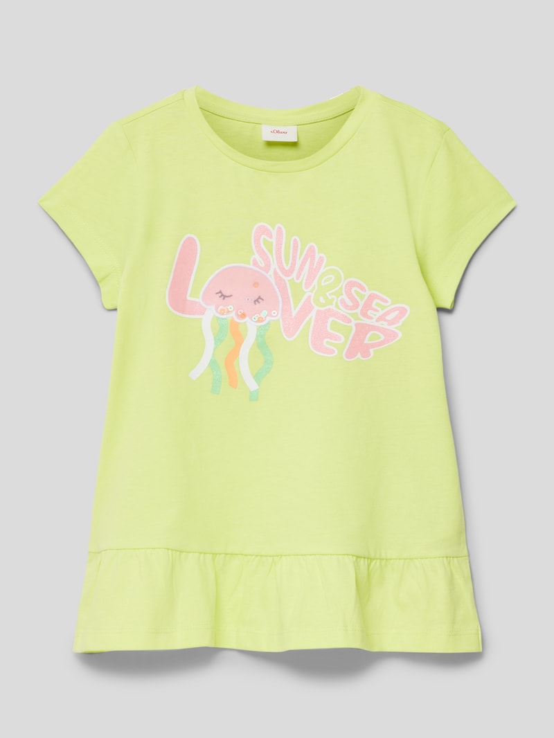 T-Shirt mit Statement-Print in hellgelb