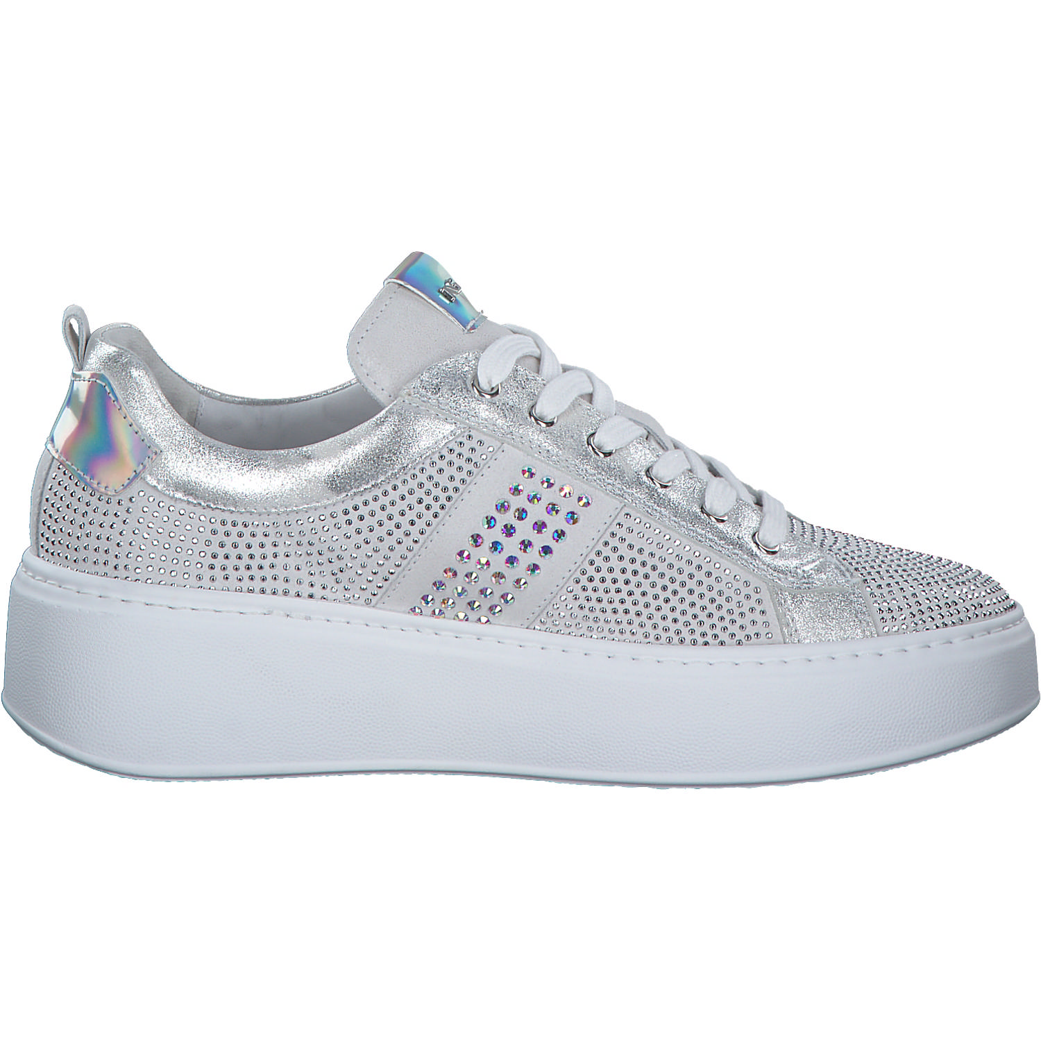 NeroGiardini E409988D, Schnürschuhe, Damen, weiß silber
