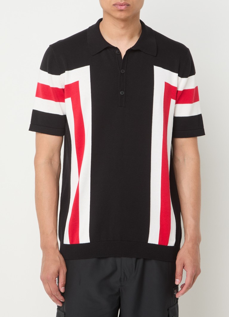 HUGO BOSS Fine-knit regular fit polo with knitted-in pattern