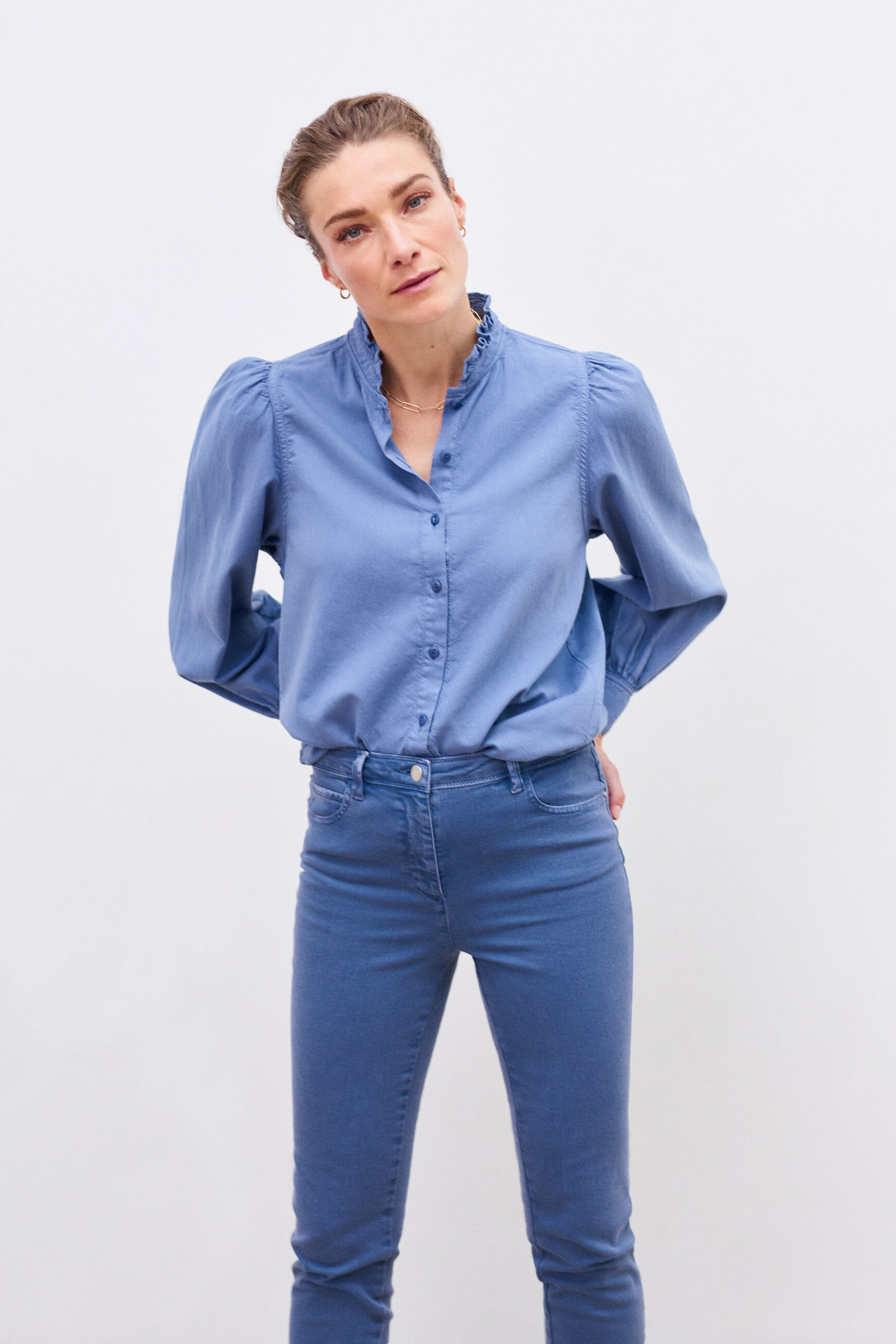 pantalon tomas bleu violet femme